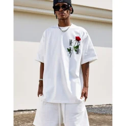MEDM Embroidery Rose Logo Tee White