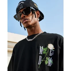 MEDM Embroidery Rose Logo Tee Black