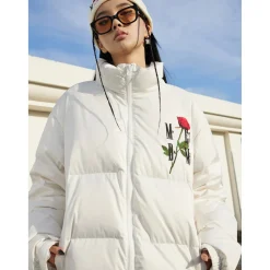 MEDM Embroidery Rose Logo Down Jacket White