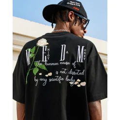 MEDM Embroidery Rose Logo Tee Black