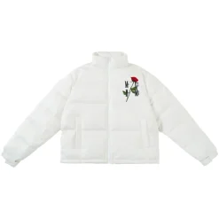 MEDM Embroidery Rose Logo Down Jacket White