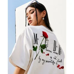 MEDM Embroidery Rose Logo Tee White