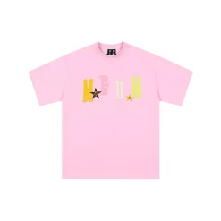 MEDM Leather Patch Logo T-Shirt Pink