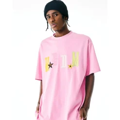 MEDM Leather Patch Logo T-Shirt Pink