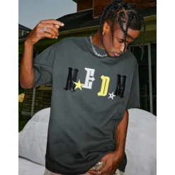 MEDM Leather Patch Logo T-Shirt Gray