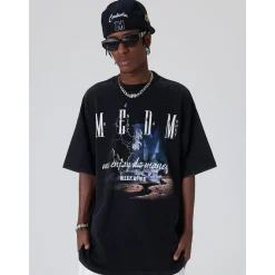 MEDM Lightning Printed Tee Washed Black
