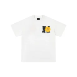 MEDM Mottled Logo Floral Embroidery Tee White