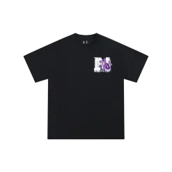MEDM Mottled Logo Floral Embroidery Tee Black