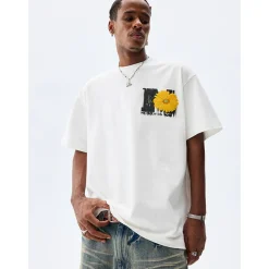 MEDM Mottled Logo Floral Embroidery Tee White