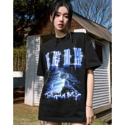 MEDM Printed Blue Logo Tee Black