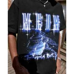 MEDM Printed Blue Logo Tee Black