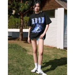 MEDM Printed Blue Logo Tee Black