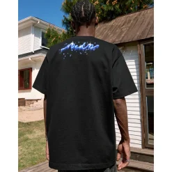 MEDM Printed Blue Logo Tee Black