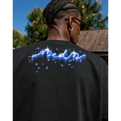 MEDM Printed Blue Logo Tee Black