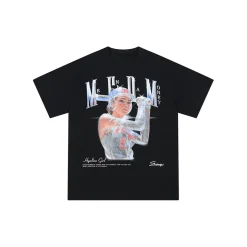 MEDM Transparent Baseball Girl Printed Tee Black