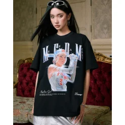 MEDM Transparent Baseball Girl Printed Tee Black