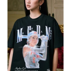MEDM Transparent Baseball Girl Printed Tee Black