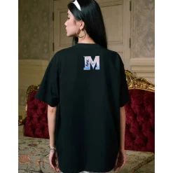MEDM Transparent Baseball Girl Printed Tee Black