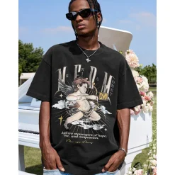 MEDM Washed Hand-Drawn Angel Tee Black