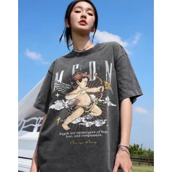MEDM Washed Hand-Drawn Angel Tee Gray