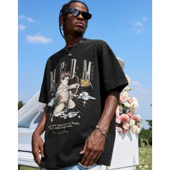 MEDM Washed Hand-Drawn Angel Tee Black