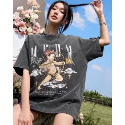MEDM Washed Hand-Drawn Angel Tee Gray