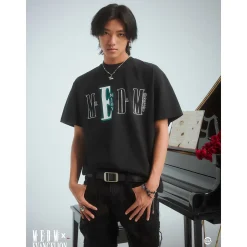 MEDM x EVA Reflective Printed Logo Tee Black