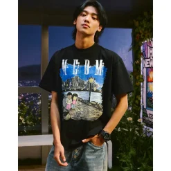 MEDM x Newmasus Night Scene Graffiti T-Shirt Black