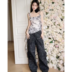 MeliMosa Butterfly Printed Ribbon Chiffon Top