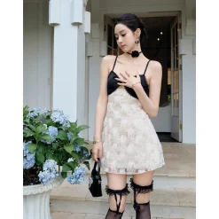 MeliMosa Color Contrast Patchwork Slip Dress