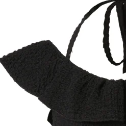 MeliMosa Irregularly Hem Ruffled Halter Top Black