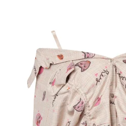 MeliMosa Kitten Printed Drawstring Off-Shoulder Shirt