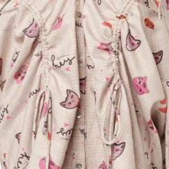 MeliMosa Kitten Printed Drawstring Off-Shoulder Shirt