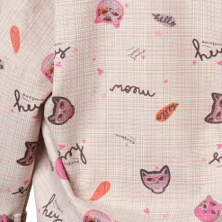 MeliMosa Kitten Printed Drawstring Off-Shoulder Shirt