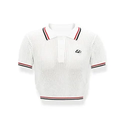 NAWS Color Contrast Pit Striped Polo Collar Knit Top