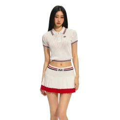 NAWS Color Contrast Pit Striped Polo Collar Knit Top