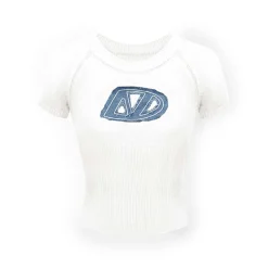 NAWS Denim Embroidered Logo Knit Tee White