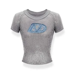 NAWS Denim Embroidered Logo Knit Tee Grey