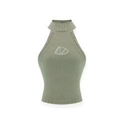 NAWS Jacquard Logo Sleeveless Halter Knit Vest Green
