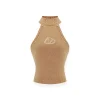 NAWS Jacquard Logo Sleeveless Halter Knit Vest Brown