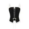 NAWS Lace Patchwork Tie Tube Top Vest Black