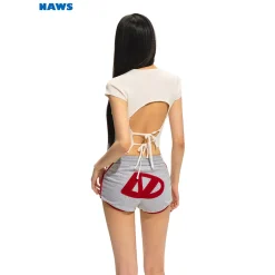 NAWS Little Flying Sleeve Lace-Up Backless Knit Tee