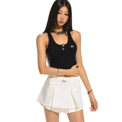 NAWS U-Neck Metal Buckle Slim Vest Black