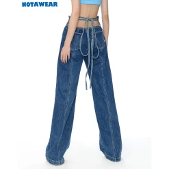 NotaWear Back Tie Denim Pants Blue