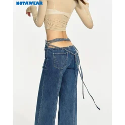 NotaWear Back Tie Denim Pants Blue