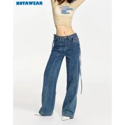NotaWear Back Tie Denim Pants Blue