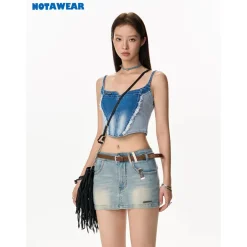 NotAwear Color Blocked Destroyed Denim Vest