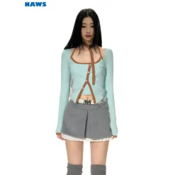 NotaWear Color Blocked Halter Strap Vest Top Blue
