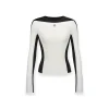 NotAwear Color Blocked Knit Woolen Slim Top White