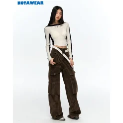NotAwear Color Blocked Knit Woolen Slim Top White